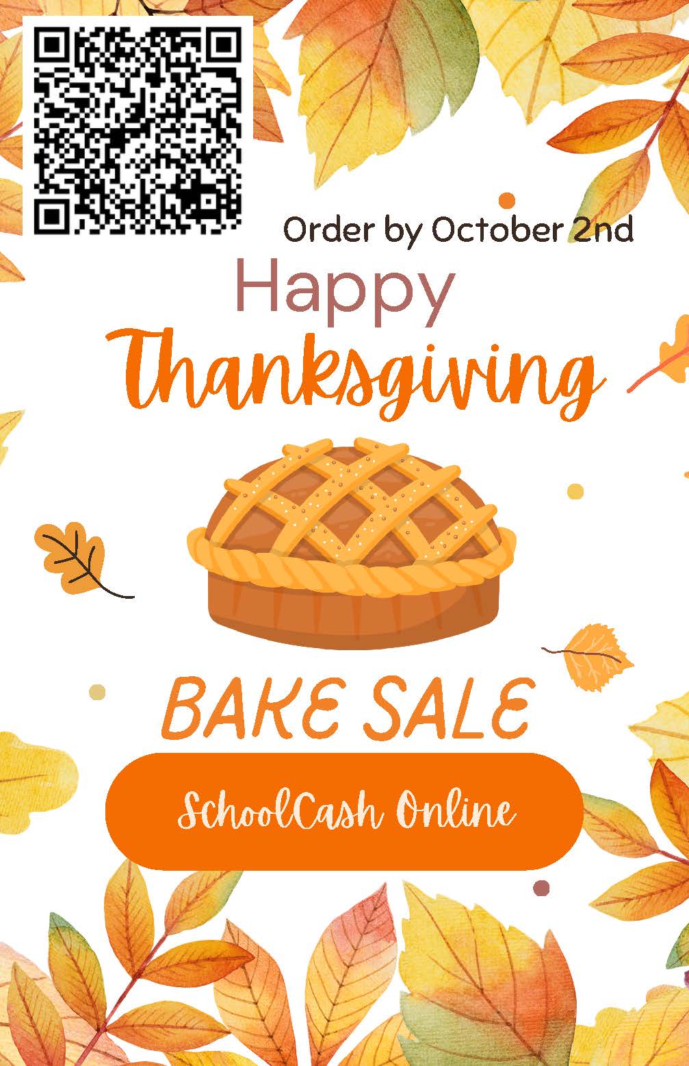 October Bake Sale Flyer
